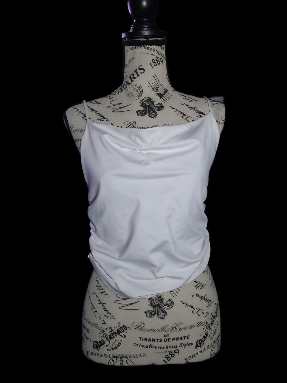 Women's White Draped Cowl Neck Camisole